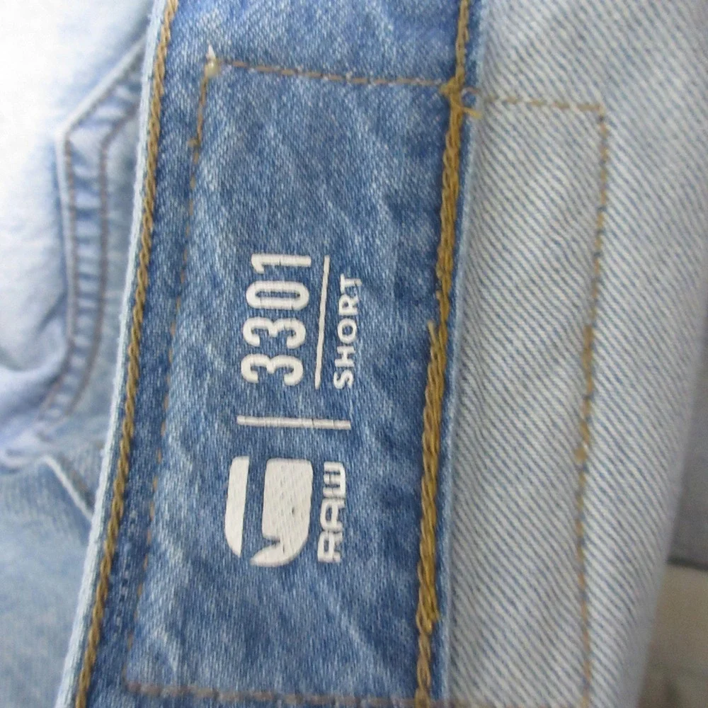 G-Star Raw 3301 Jorts Jean Shorts Men Cut Off Light‎ Wash Button Fly Streetwear